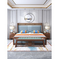 。新中式实木床尾凳沙发胡桃木卧室轻奢高端别墅床前凳床边搁衣凳