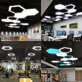 LED六边形吊灯蜂窝组合造型灯办公室网咖健身房六角灯工业风灯具