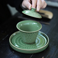 。盖碗茶杯茶碗大号茶具青花瓷泡茶碗套装陶瓷白瓷功夫三才碗单个
