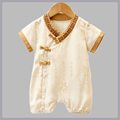 婴儿连体衣夏装短袖爬服汉服外穿0-2岁新生儿衣服中国风宝宝哈衣