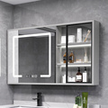 卫生间镜子置物架智能浴室镜柜挂墙式带背光灯防雾单独实木一体柜