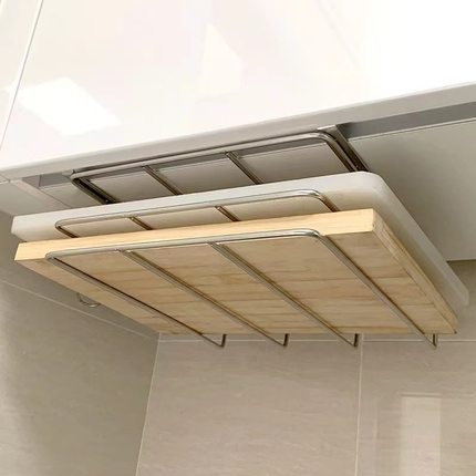 厨房不锈钢橱柜吊柜下挂置物架多层锅盖架悬挂下分层砧板纸巾架