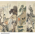 黄山寿人物四条屏传统仕女高士图临摹范本中式装饰画艺术绢布画心
