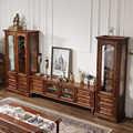 复古美式轻奢实木电视柜茶几组合客厅大小户型简约储物收纳地柜