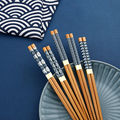 10双环保家用竹筷防滑日式尖头新款筷子复古风餐具套装创意礼品