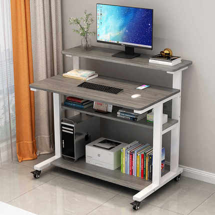 现代简约电脑桌台式家用学习书桌简易可移动卧室单人小型床边桌子