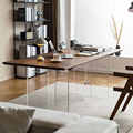 北美黑胡桃木亚克力悬浮餐桌北欧实木大板桌原木长方形书桌工作台