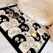 客厅沙发地毯黑白可爱地垫北欧现代卡通家用卧室茶几毯满铺床前毯
