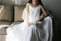 棉麻白色连衣裙 长裙