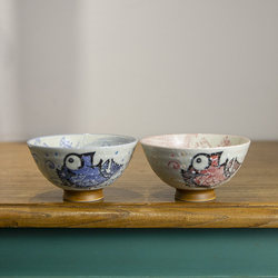 日本进口碗卡通陶瓷饭碗釉下彩餐具情侣碗亲子碗日式汤碗家用碗