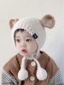 婴儿帽子秋冬款男宝宝毛绒护耳帽可爱男孩女童冬季儿童毛线帽