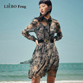裂帛LIEBOFeng设计感复古假日南法风刺绣蕾丝两件套长袖连衣裙夏