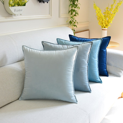 丝绒蓝色抱枕套沙发客厅靠垫床头靠包轻奢北欧家用靠枕可拆洗腰枕