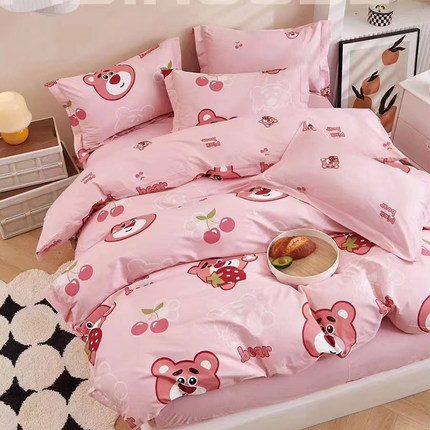 床上四件套纯棉可爱少女卡通定做上下铺榻榻米床单被套床笠1.35米