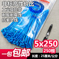新光5x250(3.6)彩色塑料尼龙扎带蓝色长25cm足250根电缆捆绑封口