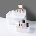 磨砂分格带盖面膜盒子化妆台置物盒桌面收纳盒盒子塑料整理化妆品