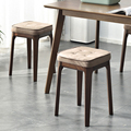 实木餐桌椅子家用木质凳子可叠放餐厅饭桌吃饭木头餐椅原木书桌椅