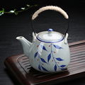 陶瓷手绘大号泡茶壶复古提壶1000毫升耐高温餐厅饭店家用茶水壶
