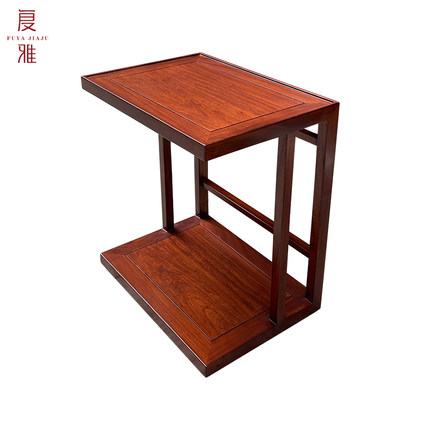 新中式沙发小边桌边几床头卓明清仿古榆木角几边几实木家具红木色