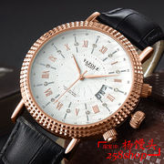 Cowhide wristwatch calendar casual quartz watch for men 腕表