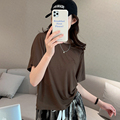 春夏韩版短袖T恤女装莫代尔薄款外穿宽松大码上衣纯色圆领打底衫