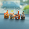 柴犬橘猫木雕动物汽车小摆件老虎车载内饰品显示屏手工可爱送礼物
