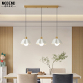 餐厅吊灯北欧创意原木餐桌饭厅吧台灯现代简约日式极简三头餐厅灯