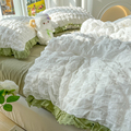 白色泡泡纱韩式公主风床上四件套水洗棉被套床单大学生宿舍三件套