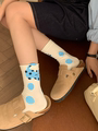 匹克企鹅卡通袜子女中筒袜可爱学生韩版ins设计款春秋夏季薄款学