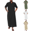 Men's clothes short sleeved shirt muslim Robe thobe 夏棉长袍