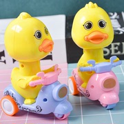 按压式小黄鸭回力车男女孩儿童玩具车宝宝摩托车抖音同款网红玩具