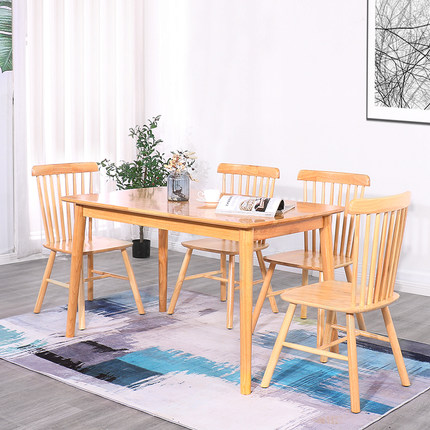 实木餐桌家用小户型现代简约长方形简易桌子吃饭家用桌椅