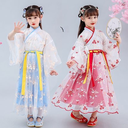 儿童女童汉服2020年春季古装超仙轻纱中国风夏季连衣裙仙女装10岁