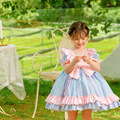2023夏季新款童装儿童格子轻薄短袖蓬蓬裙女童洛丽塔Lolita公主裙