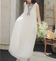 白色棉麻连衣裙长裙