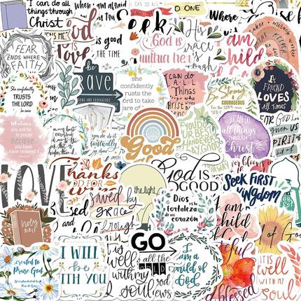 52pcs  s Religion Sayings Stickers Skateboard Suitcase Graff