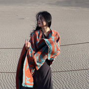 西藏披肩青海湖大西北沙漠防晒丝巾纱巾民族风围巾女新疆旅游穿搭