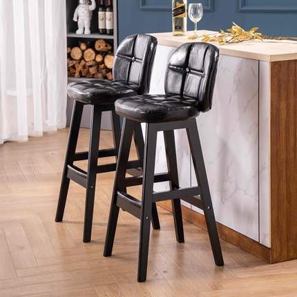 实木吧台椅子现代简约高脚凳靠背吧椅家用轻奢酒吧桌椅吧凳高凳子