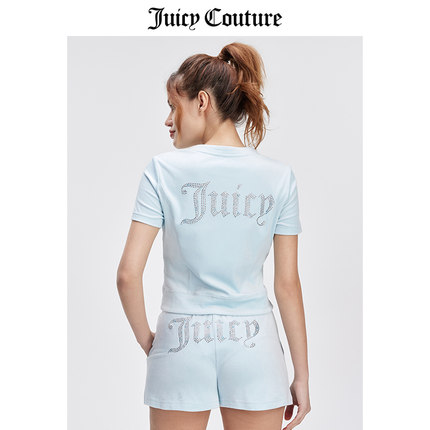 Juicy Couture橘滋外套女夏季新款美式休闲显瘦烫钻短袖飞行夹克