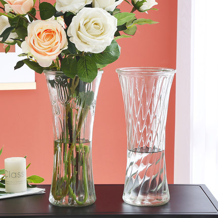 特大号玻璃花瓶透明水养富贵竹百合花瓶摆件客厅插花干花北欧家用