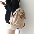 日系ins风纯色双肩包女士2023新款韩版时尚书包女大学生旅行背包