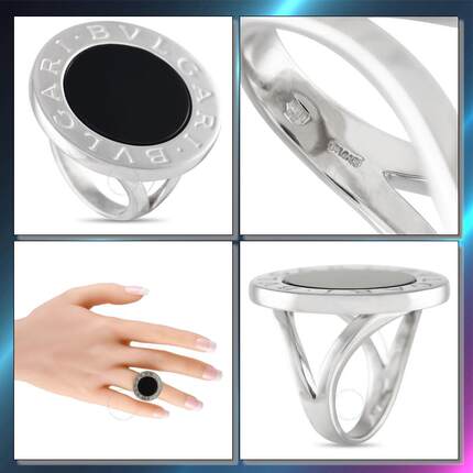 宝格丽Bvlgari女黑陶瓷18K白金戒指指环简约时尚气质新款