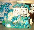 蓝色海洋婚礼主题背景墙结婚布置装饰海豚铝膜气球立柱路引包邮