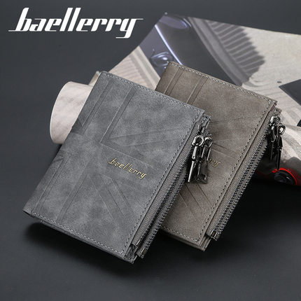 baellerry男钱包多卡位竖款零钱包短款欧美双拉链时尚卡包wallet