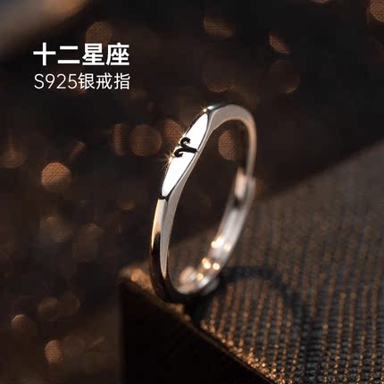 十二星座925纯银戒指女小众设计2024新款男士高级感轻奢食指素圈