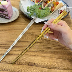 【日式手作锤点筷子】太漂亮了 实心捶打纹筷子公筷304不锈钢筷子