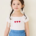 女童短袖T恤 24夏季新款 儿童宝宝白色短款半袖背心方领上衣童装