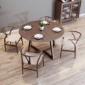 北欧实木圆餐桌家用圆形饭桌餐厅吃饭桌圆桌现代原木餐桌椅子组合