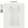 gcrues收腰显瘦气质连衣裙2024夏新款法式初恋白色裙子女装小个子