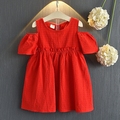 女童红色裙子夏